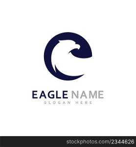 Eagle with e Initial Logo Design Vector Eagle wings vector symbol Template illustration