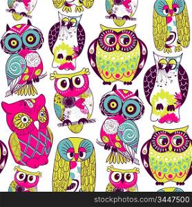eamless owl pattern.