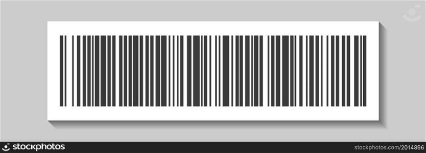 EAN code sticker, linear bar code for product label mark. Abstract icon with black stripes. Vector illustration