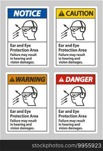 Ear And Eye Protection Area, Failure May Result In Hearing And Vision Damages