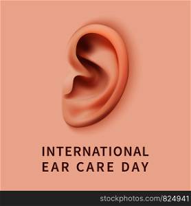 Ear care day concept background. Realistic illustration of ear care day vector concept background for web design. Ear care day concept background, realistic style