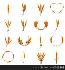 Ear corn food icons set. Cartoon illustration of 16 ear corn food vector icons for web. Ear corn food icons set, cartoon style