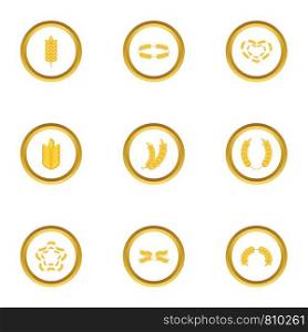 Ear corn icons set. Cartoon style set of 9 ear corn vector icons for web design. Ear corn icons set, cartoon style