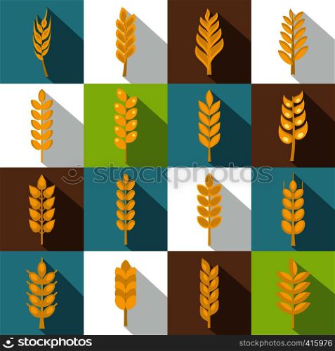 Ear corn icons set. Flat illustration of 16 ear corn vector icons for web. Ear corn icons set, flat style