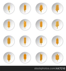 Ear corn icons set in flat style isolated vector icons set illustration. Ear corn icons set in flat style