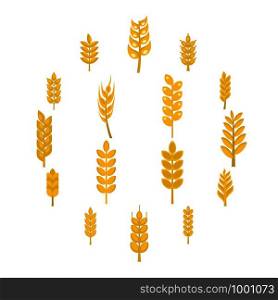 Ear corn icons set in flat style isolated vector illustration. Ear corn icons set in flat style