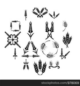 Ear corn icons set. Simple illustration of 16 ear corn vector icons for web. Ear corn icons set, simple style