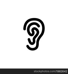 Ear. Flat Vector Icon illustration. Simple black symbol on white background. Ear sign design template for web and mobile UI element. Ear Flat Vector Icon