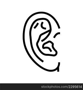 ear head part line icon vector. ear head part sign. isolated contour symbol black illustration. ear head part line icon vector illustration