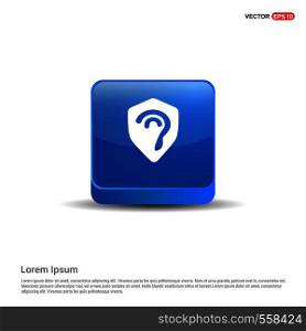 Ear icon - 3d Blue Button.