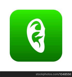 Ear icon digital green for any design isolated on white vector illustration. Ear icon digital green