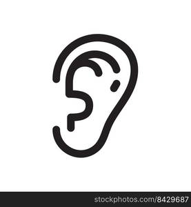 Ear icon. Ear line design The concept of hearing problems Isolated on background