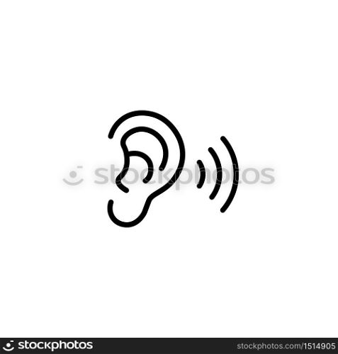 Ear icon. Hearing symbol. Vector on isolated white background. Eps 10. Ear icon line. Hearing symbol. Vector on isolated white background. Eps 10.