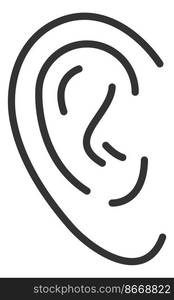 Ear line icon. Hearing symbol. Audible logo isolated on white background. Ear line icon. Hearing symbol. Audible logo