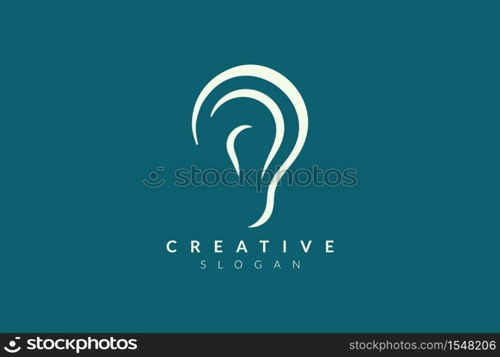 Ear logo design with sound waveforms. Minimalist and modern vector illustration design suitable for community, business, and product brands.