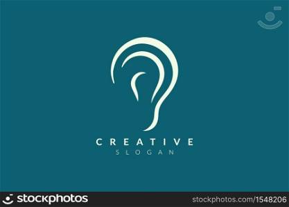 Ear logo design with sound waveforms. Minimalist and modern vector illustration design suitable for community, business, and product brands.