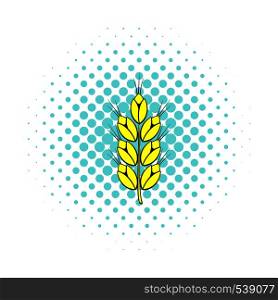 Ear of of wheat icon in comics style on a white background. Ear of of wheat icon, comics style