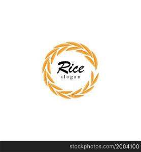 Ear of paddy rice isolated on white background. Icon vector illustration.