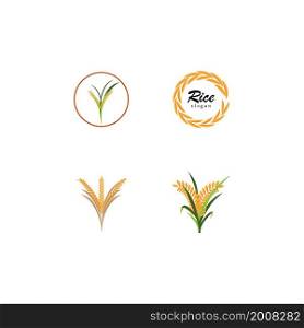 Ear of paddy rice isolated on white background. Icon vector illustration.
