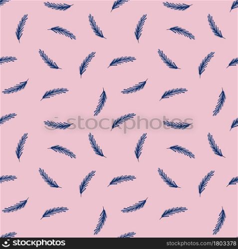 Ear of wheat blue random silhouettes seamless pattern. Pink background. Agriculture style. Farm print. Perfect for fabric design, textile print, wrapping, cover. Vector illustration.. Ear of wheat blue random silhouettes seamless pattern. Pink background. Agriculture style. Farm print.