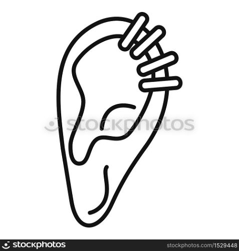 Ear piercing icon. Outline ear piercing vector icon for web design isolated on white background. Ear piercing icon, outline style