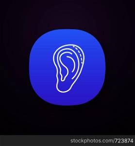 Ear plastic surgery app icon. UI/UX user interface. Otoplasty. Ear reshaping and reconstruction. Facial rejuvenation. Web or mobile application. Vector isolated illustration. Ear plastic surgery app icon