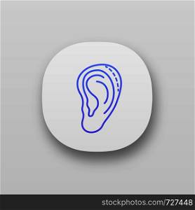 Ear plastic surgery app icon. UI/UX user interface. Otoplasty. Ear reshaping and reconstruction. Facial rejuvenation. Web or mobile application. Vector isolated illustration. Ear plastic surgery app icon