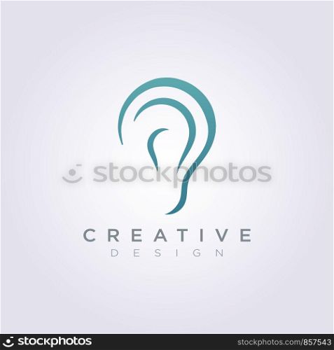 Ear Sound Vector Illustration Design Clipart Symbol Logo Template.
