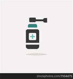Ear spray. Icon with shadow on a beige background. Pharmacy flat vector illustration