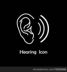 Ear vector icon, hearing symbol. Simple, flat design for web or mobile app