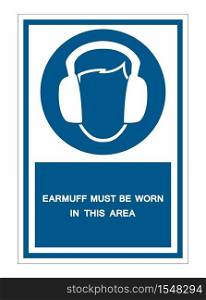 Earmuff Must Be Worn In This Area Symbol Sign Isolate on White Background,Vector Illustration