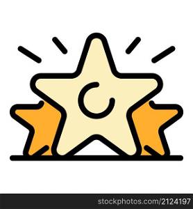 Earn star rating icon. Outline earn star rating vector icon color flat isolated. Earn star rating icon color outline vector