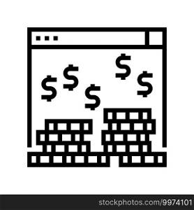 earning money in internet line icon vector. earning money in internet sign. isolated contour symbol black illustration. earning money in internet line icon vector illustration