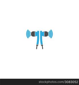 Earphone, earbuds icon flat design vector