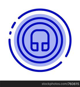 Earphone, Headphone, Basic, Ui Blue Dotted Line Line Icon
