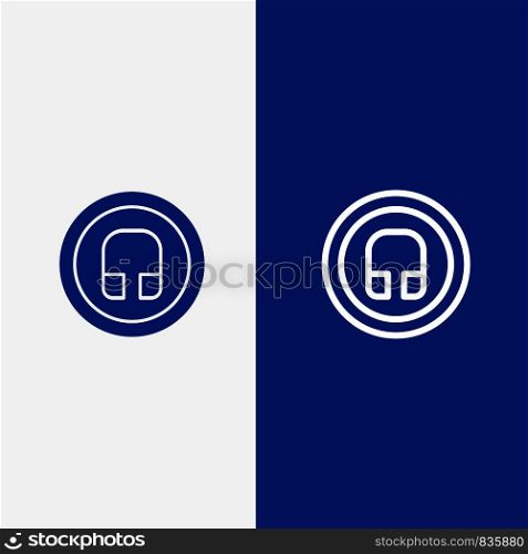 Earphone, Headphone, Basic, Ui Line and Glyph Solid icon Blue banner Line and Glyph Solid icon Blue banner