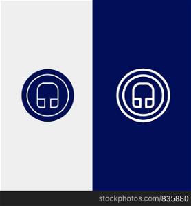 Earphone, Headphone, Basic, Ui Line and Glyph Solid icon Blue banner Line and Glyph Solid icon Blue banner