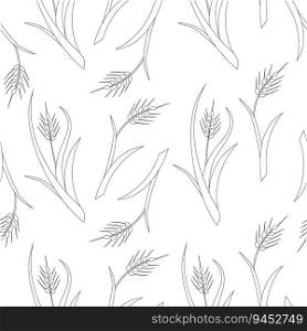 Ears of wheat monochrome seamless pattern stock vector illustration