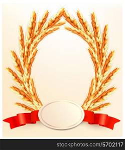 Ears of wheat with label. Vector.