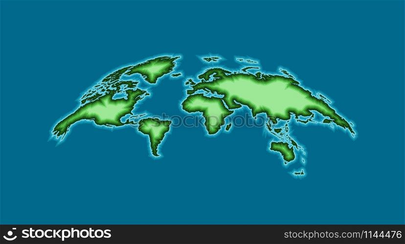 Eart Globe Map. World Map in trendy 3d design. Earth Globe. 3d template World Map, isolated on blue background. Earth Planet illustration. Vector illustration