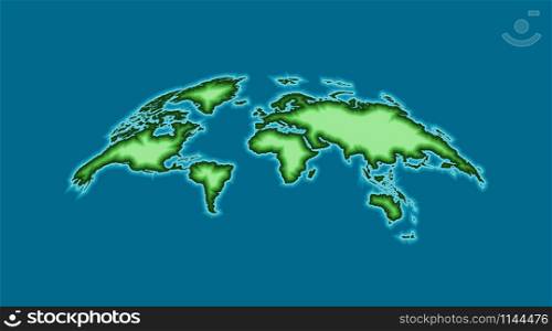 Eart Globe Map. World Map in trendy 3d design. Earth Globe. 3d template World Map, isolated on blue background. Earth Planet illustration. Vector illustration