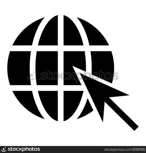 Earth ball and arrow Global web internet concept Sphere and arrow Website symbol icon black color vector illustration flat style simple image