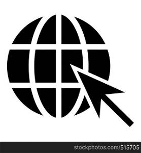 Earth ball and arrow Global web internet concept Sphere and arrow Website symbol icon black color vector illustration flat style simple image