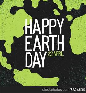 ""Earth day, 22 April" postcard design. Creative design poster for Earth Day holiday. World map background."