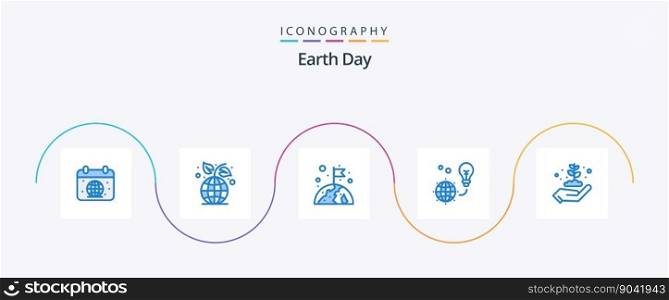 Earth Day Blue 5 Icon Pack Including earth. light. plant. green. flag
