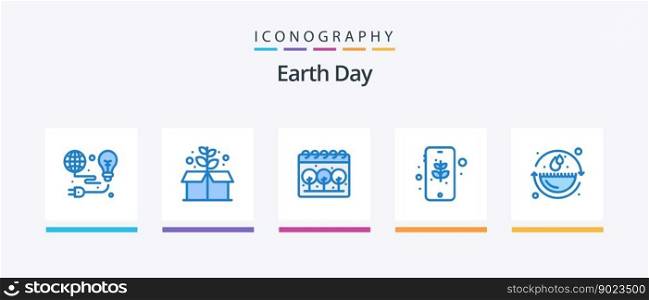 Earth Day Blue 5 Icon Pack Including environment. earth day. earth. safe. eco. Creative Icons Design