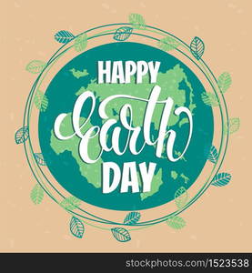 Earth Day concept with hand draw lettering. Vector illustration.. Earth Day concept with hand draw lettering.