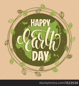 Earth Day concept with hand draw lettering. Vector illustration.. Earth Day concept with hand draw lettering.