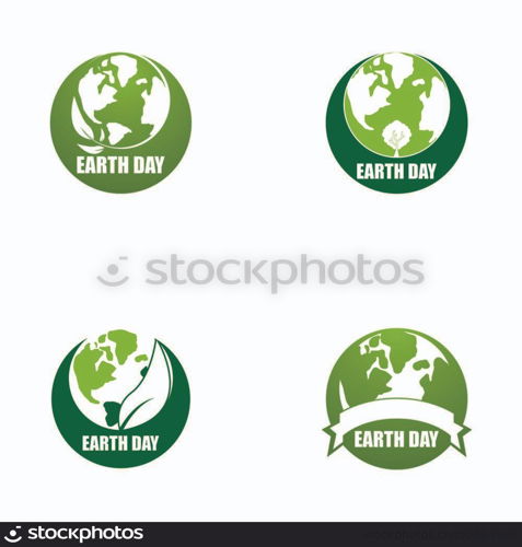 Earth day ecology logo vector template