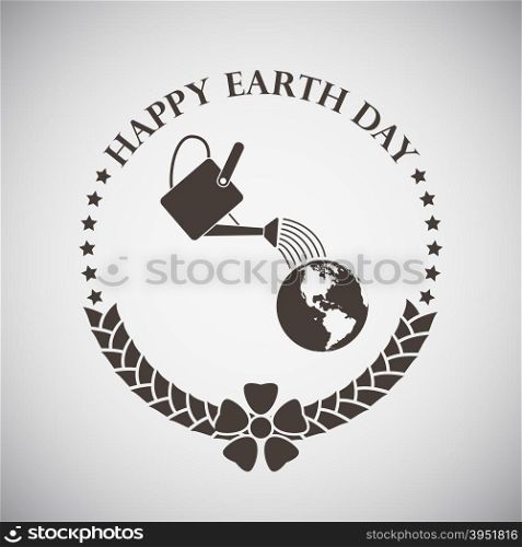 Earth day emblem with can watering planet. Vector illustration.